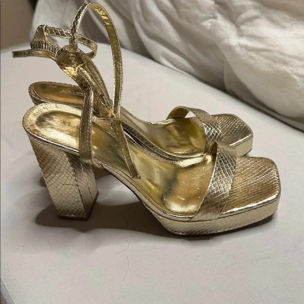 Aldo Gold Textured Platform Sandals